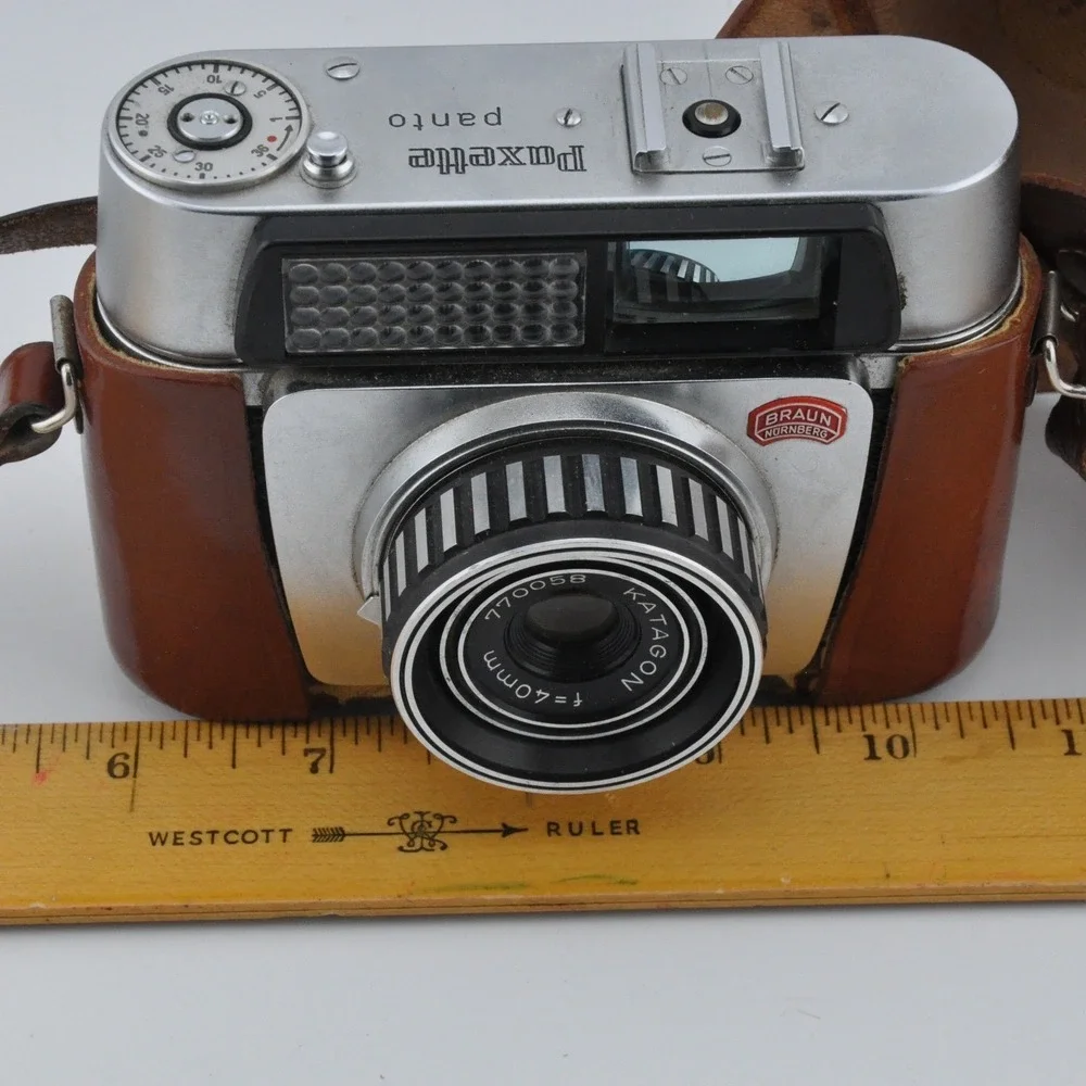 Braun Paxette Panto Camera Brown Fair Vintage Katagon 40mm Lens‎ Leather Case